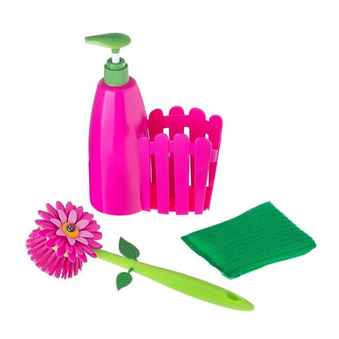 Vigar Flower Power Orange 3Pc Sink Caddy Set + Dispenser
