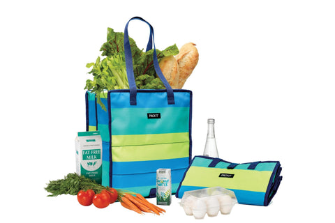 Freezable Grocery Tote Bag Stripe - Blue