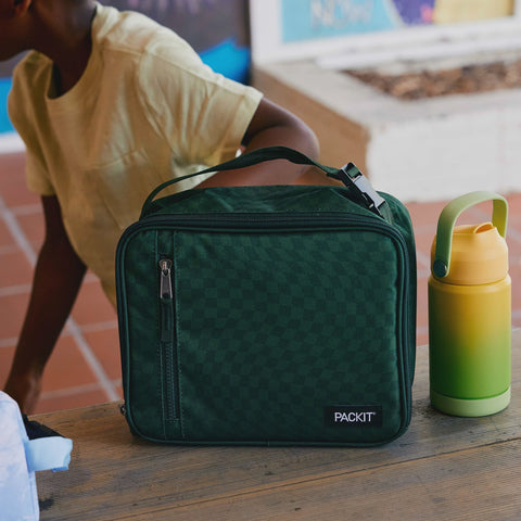 Freezable Classic Lunch Box - Checker Wave Olive