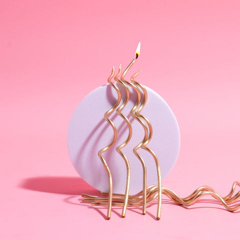 13cm Swirly Cake Candles Gold (Pack of 16)