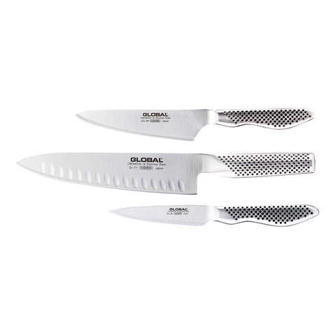 Classic 3 Piece Knife Set with Fluted Cooks Knife