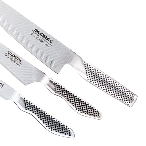 Classic 3 Piece Knife Set with Fluted Cooks Knife