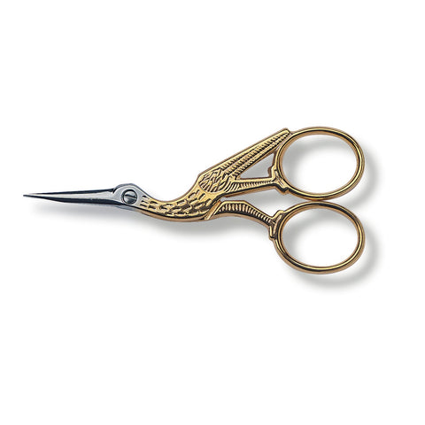 Stork Embroidery Scissors,12cm, Gold-Plated