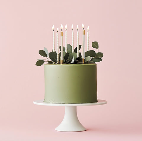 15cm Gold Double Dipped Cake Candles - White (Pack of 12)