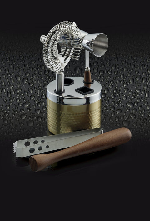 Cocktail Set Hammered Brass 5piece Set