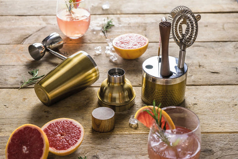Cocktail Set Hammered Brass 5piece Set