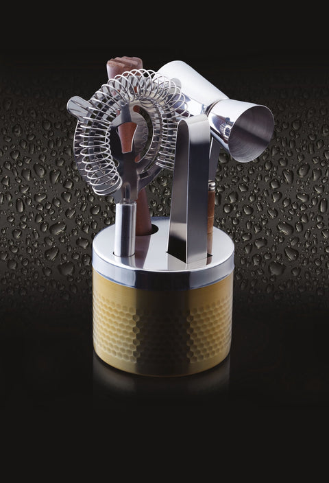 Cocktail Set Hammered Brass 5piece Set