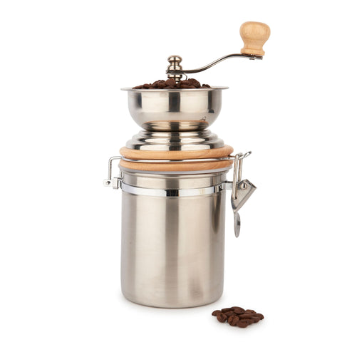 Stainless Steel Hand Coffee Grinder with Storage Large