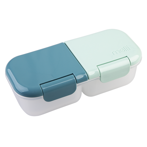 Luxe 2 Compartment Snack Container - Blue & Mint