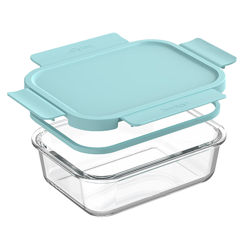 12 Piece Rectangle Glass Food Storage Set - Soft Aqua
