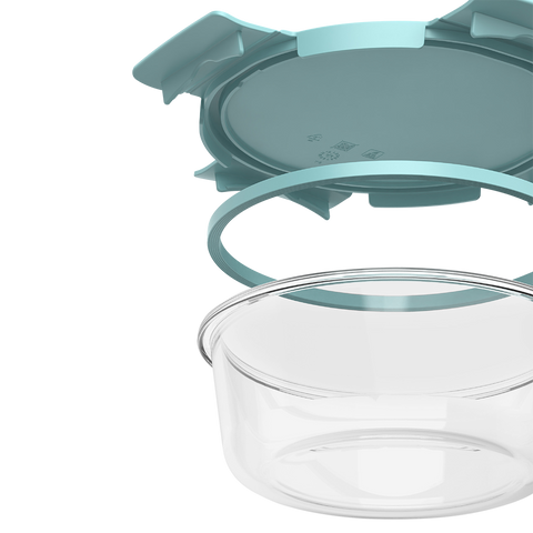 6 Piece Round Glass Food Storage Set - Soft Aqua