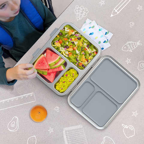 Kid's Stainless Steel Leak-Resistant Bento Lunch Box - Silver