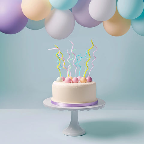 13cm Swirly Cake Candles Pastel Rainbow (Pack of 16)