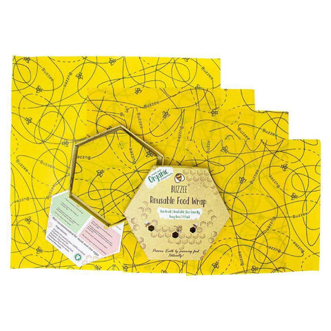 Organic Beeswax Wraps Pack of 4- Busy Bees