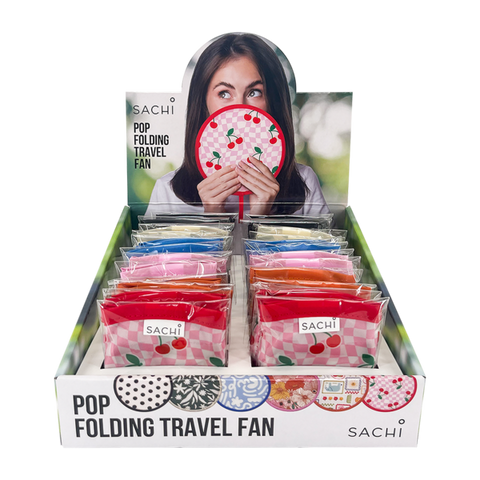 Pop Folding Travel Fan - 6 Assorted Designs