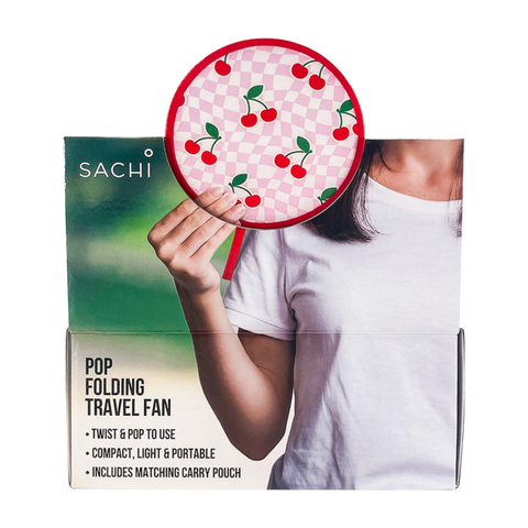 Pop Folding Travel Fan - 6 Assorted Designs