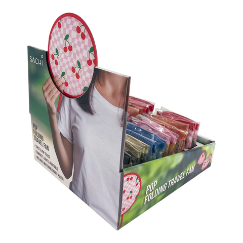 Pop Folding Travel Fan - 6 Assorted Designs