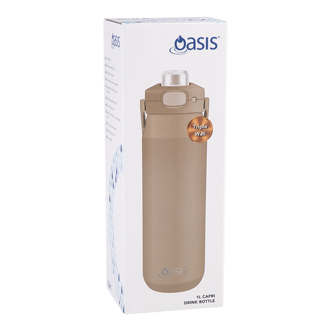 Ceramic Lined Stainless Steel Triple Wall Insulated 'Capri' Drink Bottle W/ Quick Release Lid 1l