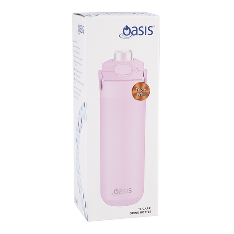 Ceramic Lined Stainless Steel Triple Wall Insulated 'Capri' Drink Bottle W/ Quick Release Lid 1l