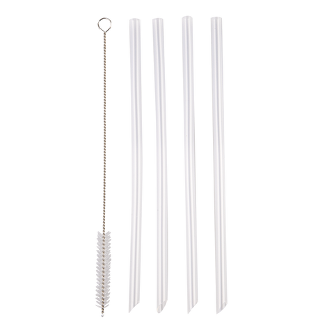 'Moda' Drink Bottle Straws Set 4 W/ Cleaning Brush