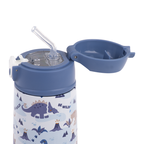 Stainless Steel Double Wall Insulated Kid's Drink Bottle W/ Sipper Straw 400ml