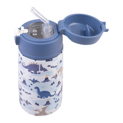 Stainless Steel Double Wall Insulated Kid's Drink Bottle W/ Sipper Straw 400ml