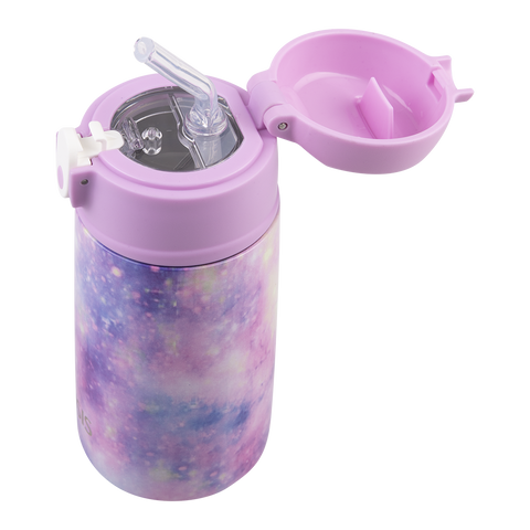 Stainless Steel Double Wall Insulated Kid's Drink Bottle W/ Sipper Straw 400ml