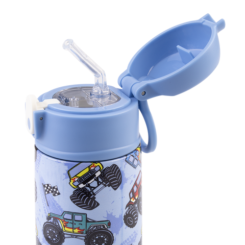 Stainless Steel Double Wall Insulated Kid's Drink Bottle W/ Sipper Straw 400ml