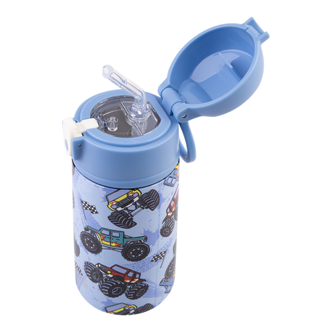 Stainless Steel Double Wall Insulated Kid's Drink Bottle W/ Sipper Straw 400ml
