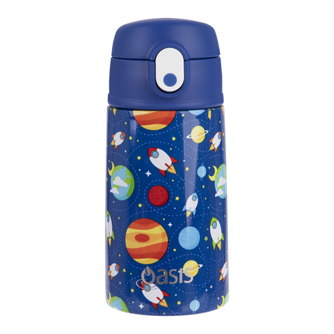 Stainless Steel Double Wall Insulated Kid's Drink Bottle W/ Sipper Straw 400ml