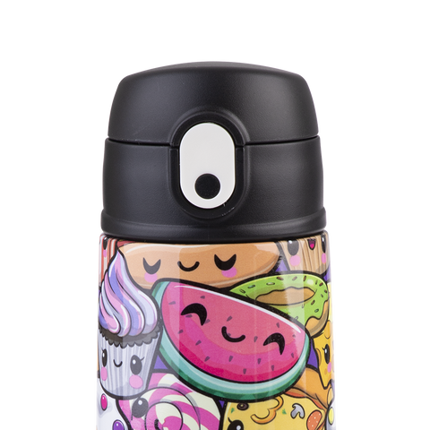 Stainless Steel Double Wall Insulated Kid's Drink Bottle W/ Sipper Straw 400ml