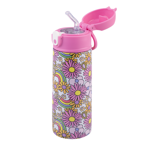 Stainless Steel Double Wall Insulated Kid's Drink Bottle with Sipper Straw 550ml