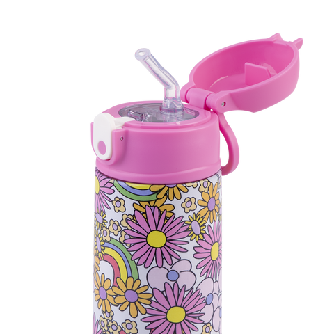 Stainless Steel Double Wall Insulated Kid's Drink Bottle with Sipper Straw 550ml