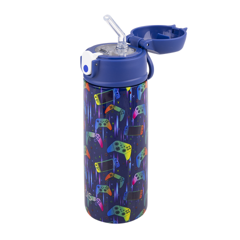 Stainless Steel Double Wall Insulated Kid's Drink Bottle with Sipper Straw 550ml