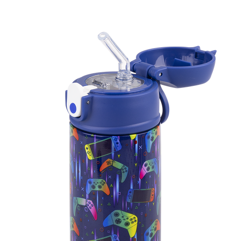 Stainless Steel Double Wall Insulated Kid's Drink Bottle with Sipper Straw 550ml