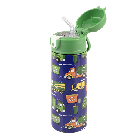 Stainless Steel Double Wall Insulated Kid's Drink Bottle with Sipper Straw 550ml
