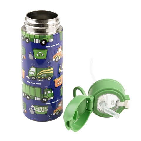 Stainless Steel Double Wall Insulated Kid's Drink Bottle with Sipper Straw 550ml