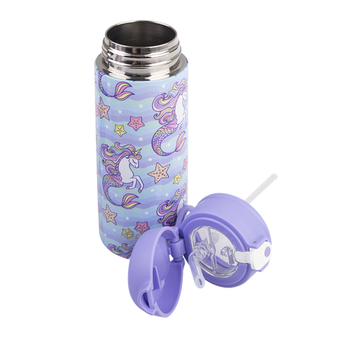 Stainless Steel Double Wall Insulated Kid's Drink Bottle with Sipper Straw 550ml