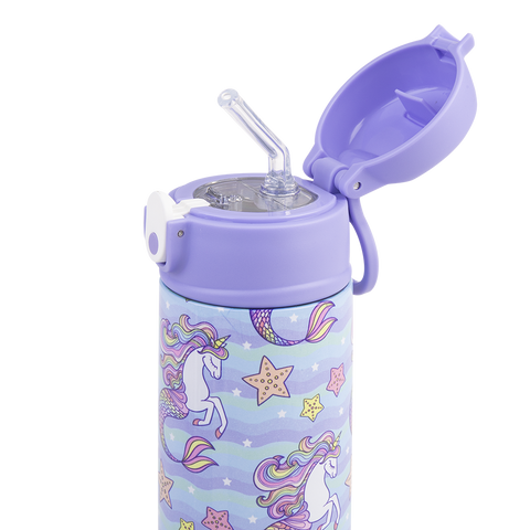 Stainless Steel Double Wall Insulated Kid's Drink Bottle with Sipper Straw 550ml