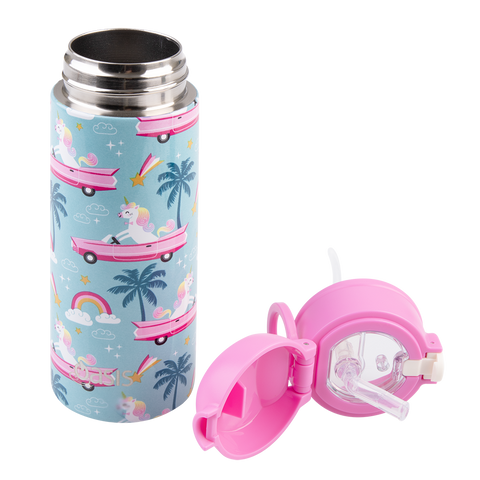 Stainless Steel Double Wall Insulated Kid's Drink Bottle with Sipper Straw 550ml