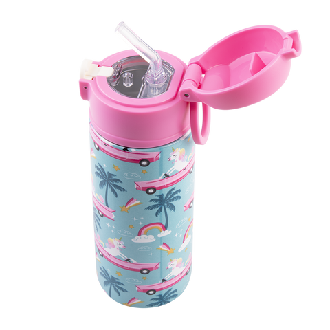 Stainless Steel Double Wall Insulated Kid's Drink Bottle with Sipper Straw 550ml