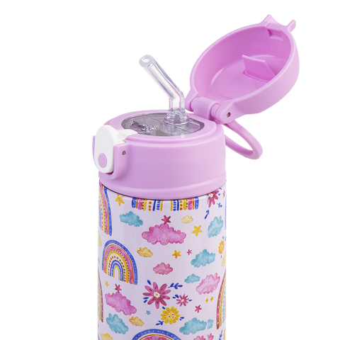 Stainless Steel Double Wall Insulated Kid's Drink Bottle with Sipper Straw 550ml