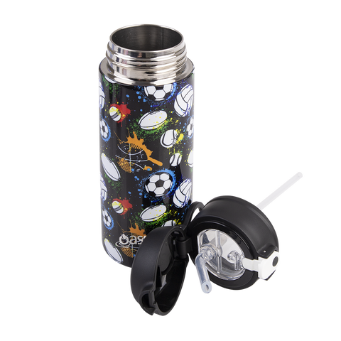 Stainless Steel Double Wall Insulated Kid's Drink Bottle with Sipper Straw 550ml