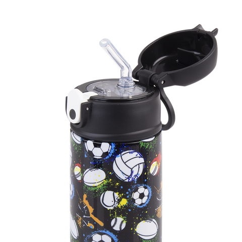 Stainless Steel Double Wall Insulated Kid's Drink Bottle with Sipper Straw 550ml