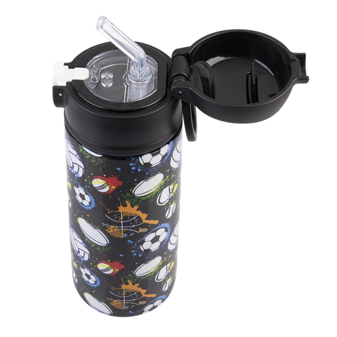 Stainless Steel Double Wall Insulated Kid's Drink Bottle with Sipper Straw 550ml