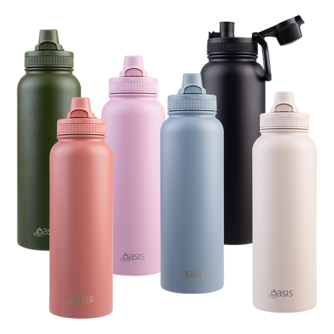 Stainless Steel Double Wall Insulated 'Challenger' Sports Bottle W/ Quick Release Cap 1.1l