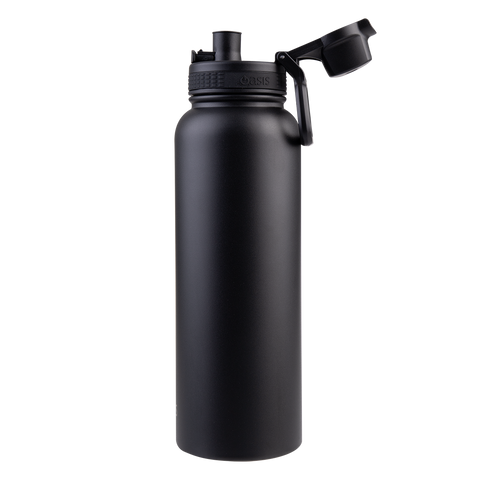 Stainless Steel Double Wall Insulated 'Challenger' Sports Bottle W/ Quick Release Cap 1.1l