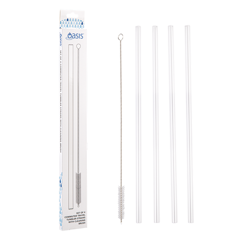 'Commuter' Travel Tumbler Straws Set 4 W/ Cleaning Brush