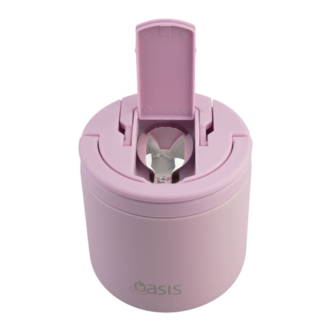 Stainless Steel Double Wall Insulated Food Flask with Quick Release Lid & Spork 500ml