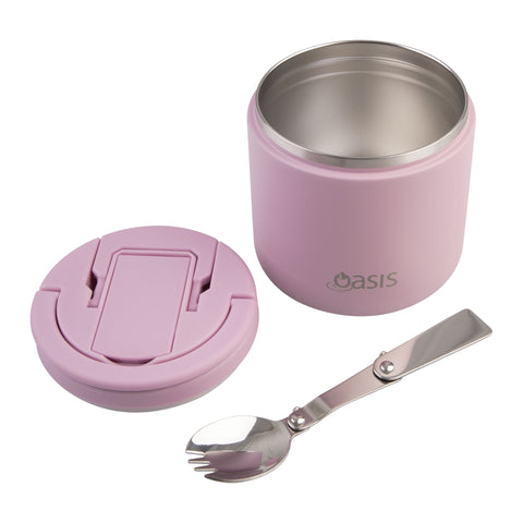 Stainless Steel Double Wall Insulated Food Flask with Quick Release Lid & Spork 500ml